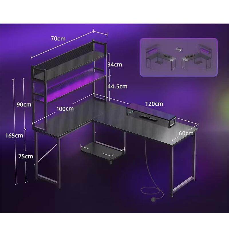 简约书桌书架一体双人组合办公桌子转角电竞电脑桌台式家用学习桌