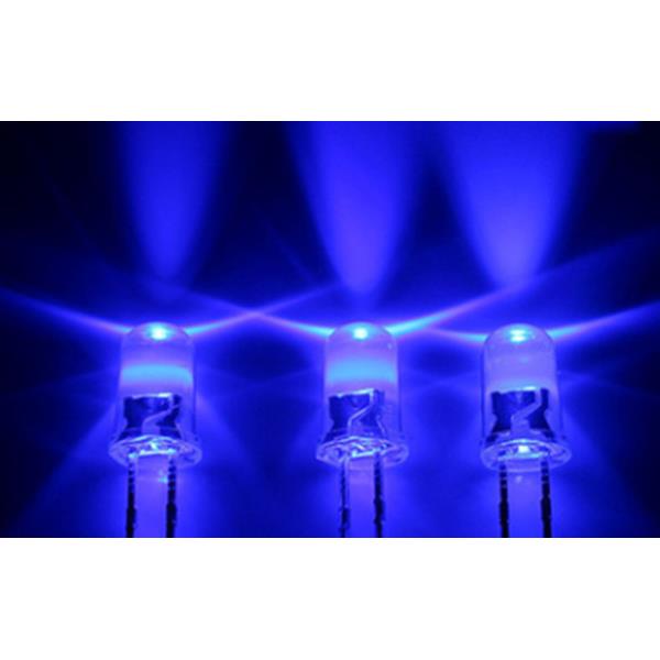 发光二极管led5mm白发蓝长脚F5圆头大光斑蓝光高亮直插式LED灯珠