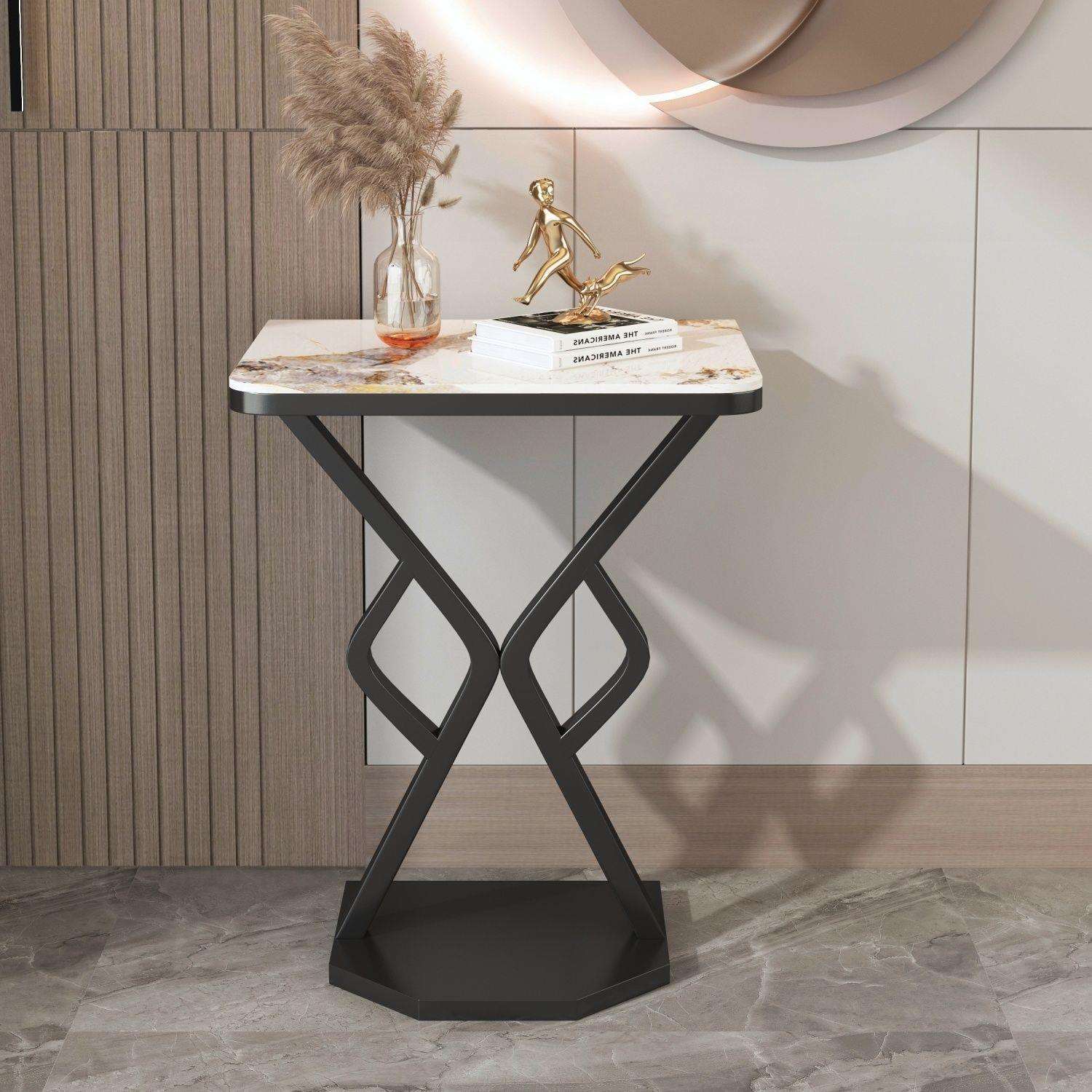 现代意式轻奢岩板创意花架花几简约艺术客厅靠墙置物架落地花盆架