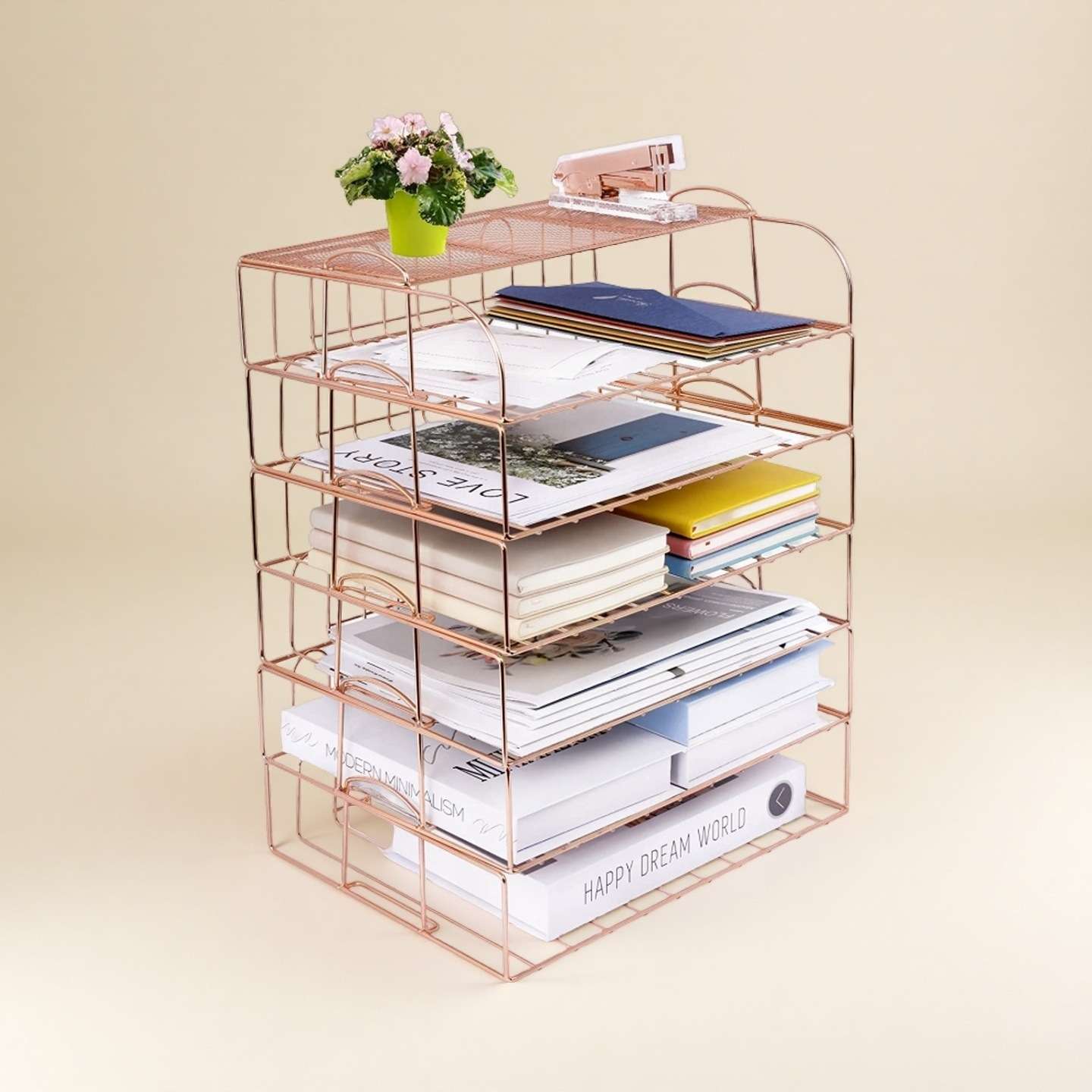 创意桌面多层金属文件栏办公用品多功能收纳资料文具档案文件架子