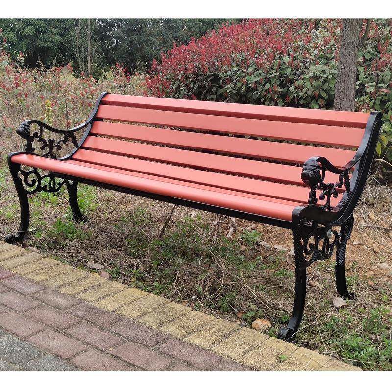 公园椅户外长椅子庭院休闲塑木广场铸铝椅室外有靠背座凳铸铁排椅