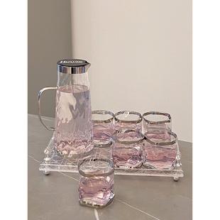 家用茶杯玻璃水壶茶壶组合泡茶杯子待客茶具轻奢水具 随沐水杯套装