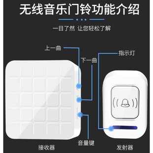直流电全用电池不插电 门铃无线家用电池款 无线门铃一拖二免插电
