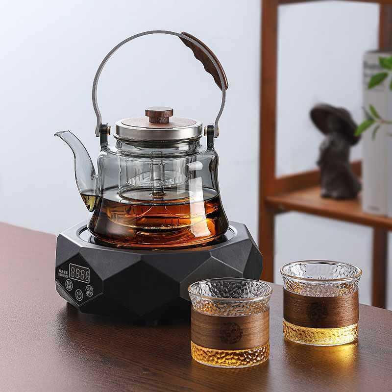 法风高硼硅玻璃煮茶壶电陶炉泡煮茶器家用茶具套装加厚提梁烧水壶