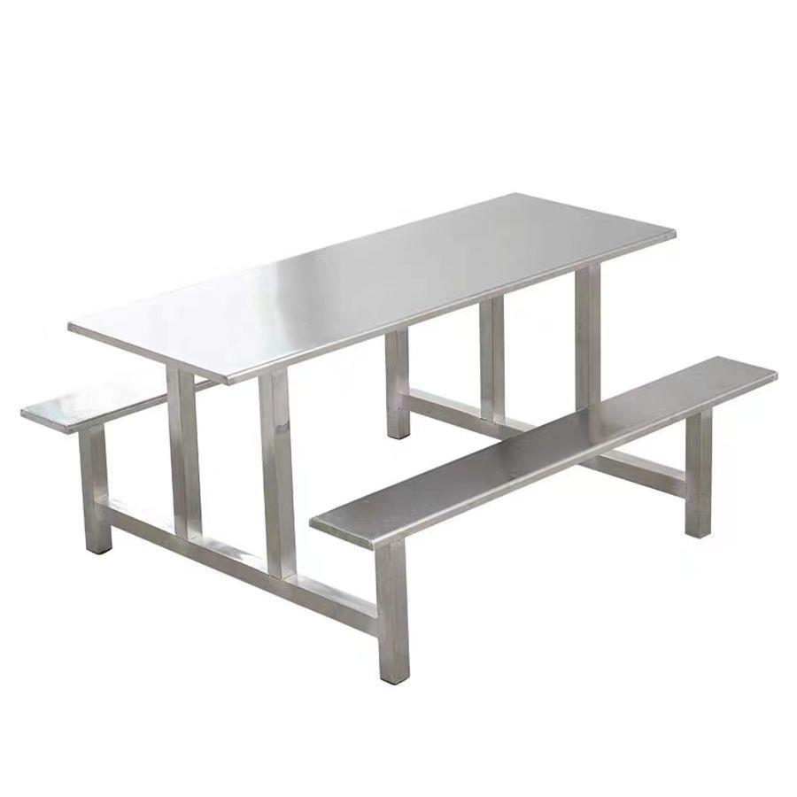 大小学生学校不锈钢食堂餐桌椅组合公司员工厂连体餐桌4/6/8人位