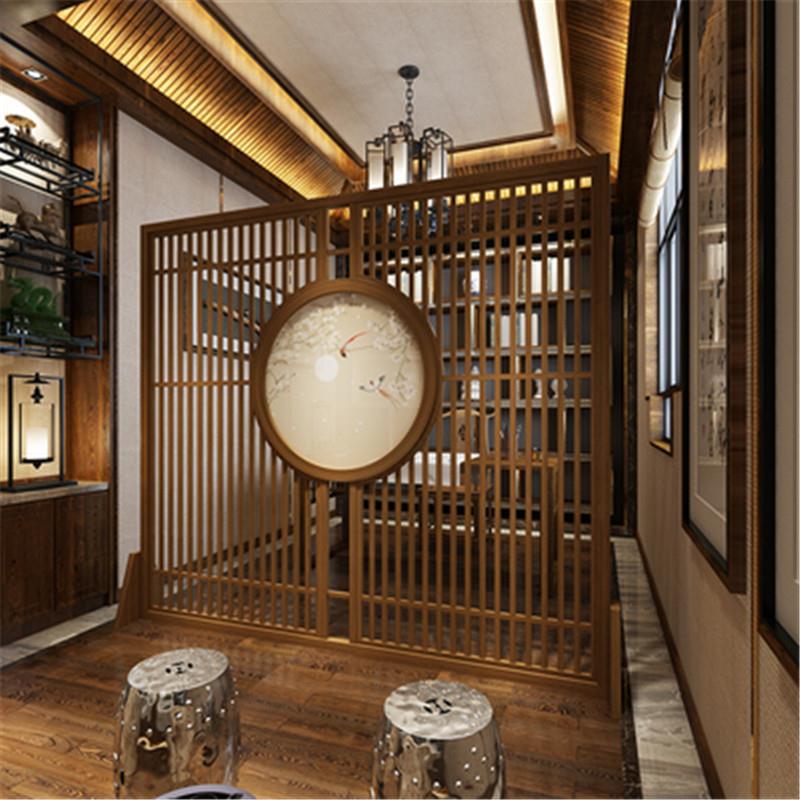 新中式实木屏风隔断格栅屏风简约公司大厅玄关木质格栅墙座屏