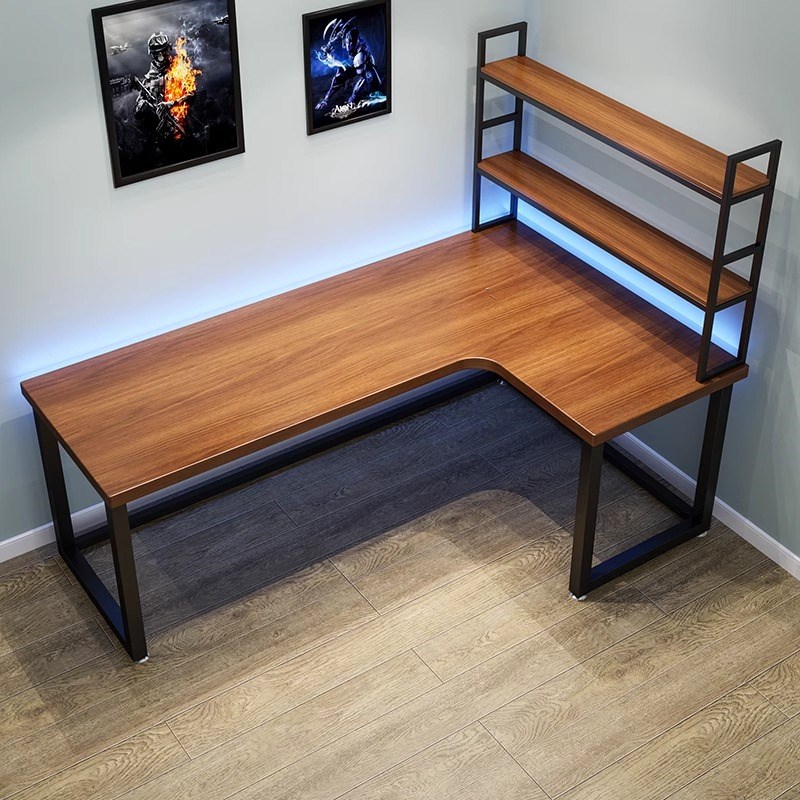 实木转角电脑桌台式L型双人长书桌家用卧室写字台拐角靠墙电竞桌