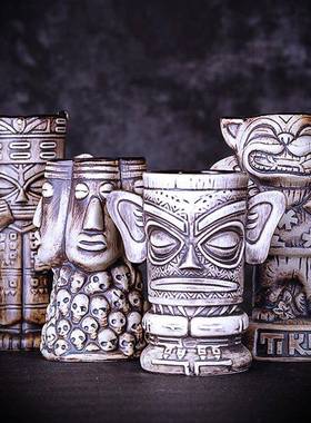 酒吧灵魂远古神像系列创意人面相个性陶瓷TIKI提基僵尸鸡尾酒杯