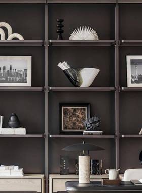 YOUPIN现代轻奢样板间书房柜内饰品摆件层架花器书档唱片展厅软装