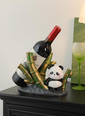 熊猫文创上升酒架摆件入口大厅客厅酒柜摆件触手可及奢华高端礼品