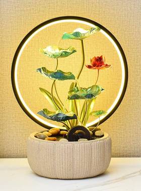 现代简约流水摆件循环水风水轮招财客厅生财办公桌乔迁开 业送礼