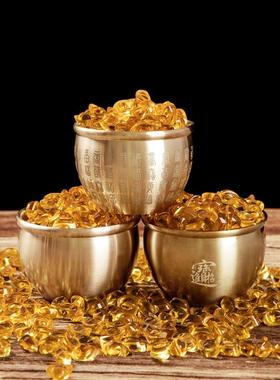 黄铜米缸聚财百福缸招聚宝盆摆件财进宝铜缸玄关客厅家居存钱罐纯