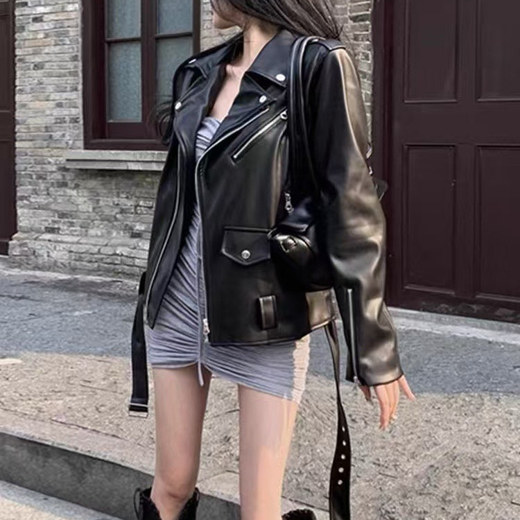 中长款皮衣外套女秋款韩版机车B皮衣