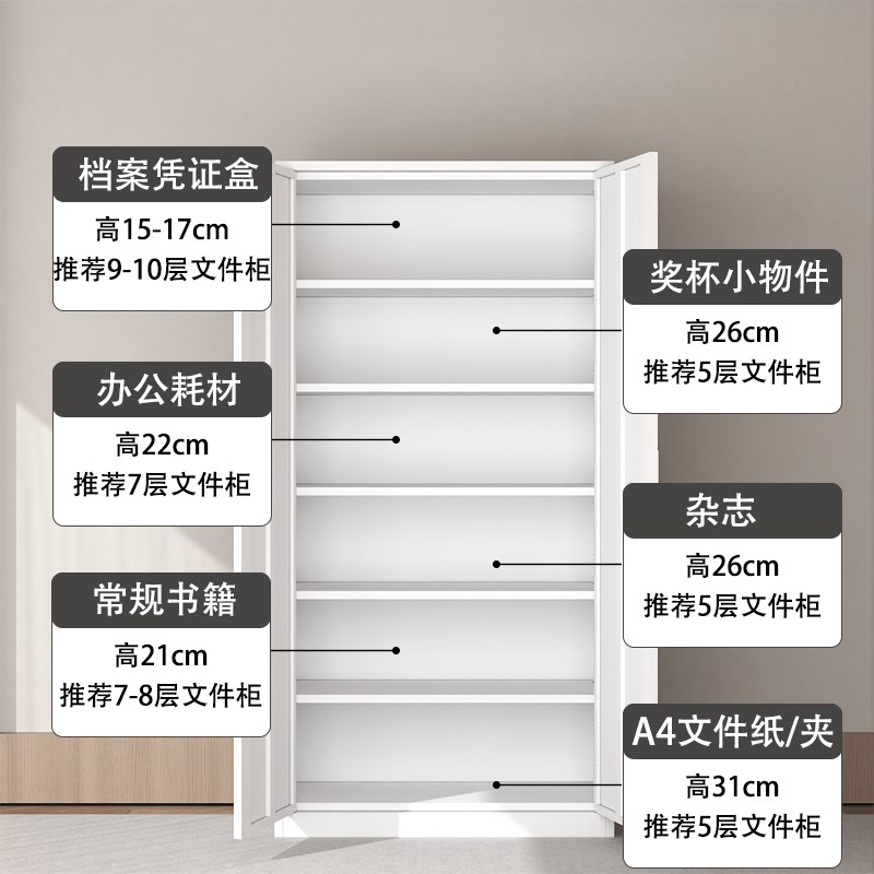 加厚财务会计档案帐本凭证柜办公室文件柜带锁资料铁皮柜家用书柜