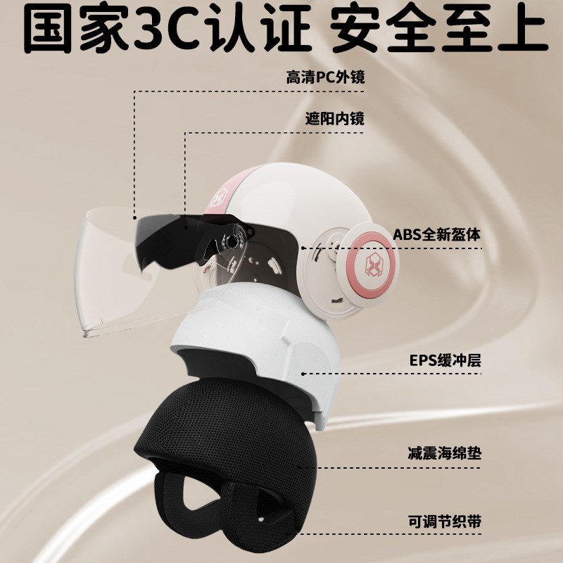 头盔电动车女新国标3C认证摩托车头盔男女士冬季防风骑行保暖帽