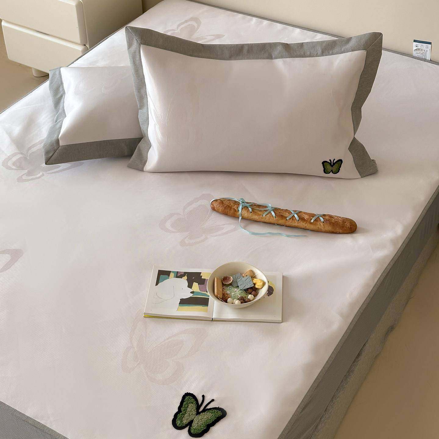 晚安猫高精密提花冰藤冰丝毛巾绣凉席三件套抗菌防螨软席床上用品,床上用品,冰丝席,淘宝优惠券,粉丝福利购,淘宝优惠卷