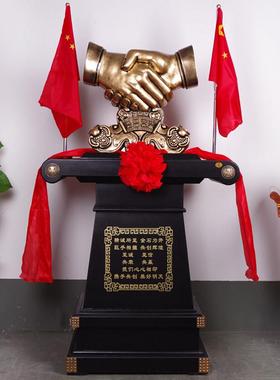 合作共赢握手摆件大号型落地公司办公室大堂玄关创意商务礼品摆设
