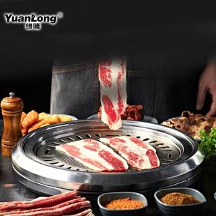 烤LMB韩式 商用电烤炉自助烤圆形电烤锅烧肉炉金色上排烟日电烤肉