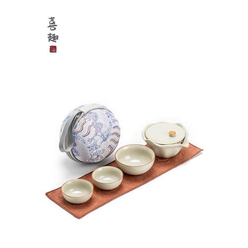 20240418喜趣汝一人饮便携式旅行茶具套装壶杯快客一三窑杯功夫茶