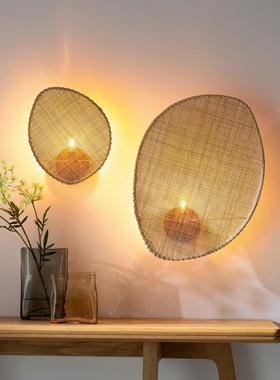 日式壁灯房客厅卧民34447室书床灯禅意茶室宿走廊过道藤艺装饰头