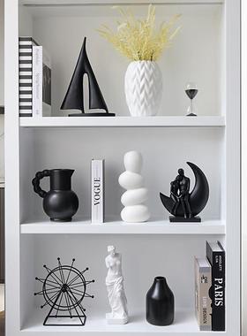 现代性黑白抽象艺术摆件软高档轻奢个客厅装饰小品酒柜TZH17412装