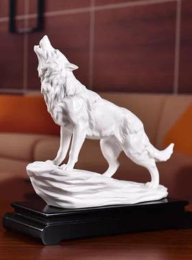 《英雄浩歌》中国D23-108A白陶瓷狼档摆件高办公室品桌面开业定礼