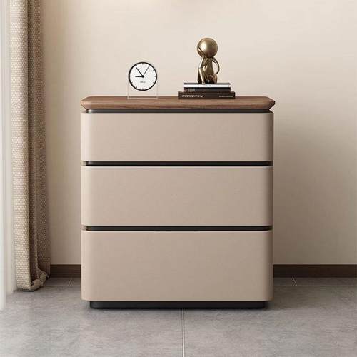 全实木719-3轻免安装三抽床头柜家式极简卧室现代简约用储物床意