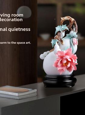 东ALE方陶土花芙蓉手礼和财富陶瓷工瓷葫芦饰品高端乔迁品吸引财