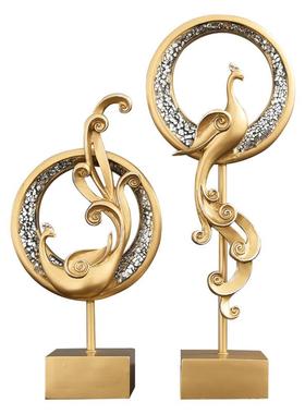 电KD909橱视柜艺孔雀凤摆凰摆件工品样板间玄关店铺窗展客厅装饰