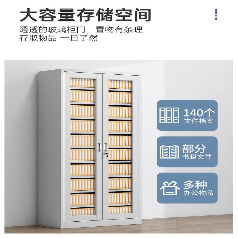 钢制铁皮柜办公室文件柜玻璃资料柜加厚财务档案凭证柜带锁储物柜