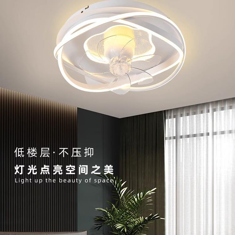 风扇灯卧室吸顶灯带风扇现代简约房间餐厅客厅大风力度摇头扇