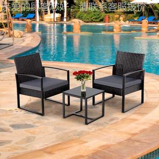 户外编桌椅餐厅野营庭西院饭店户外藤编阳台休闲件套桌椅4椅1三桌