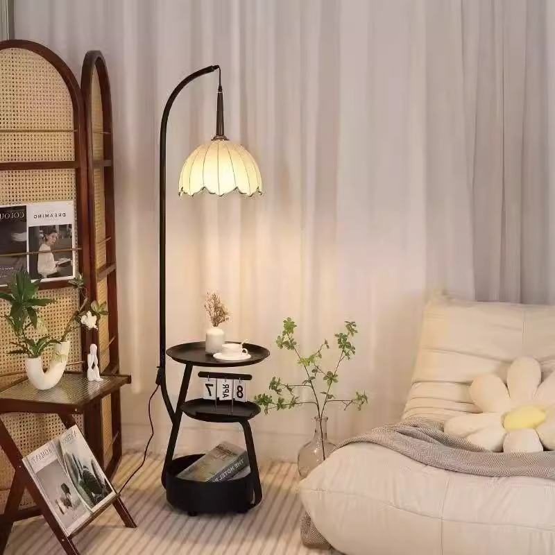 中古风床头柜置物一体立式台灯