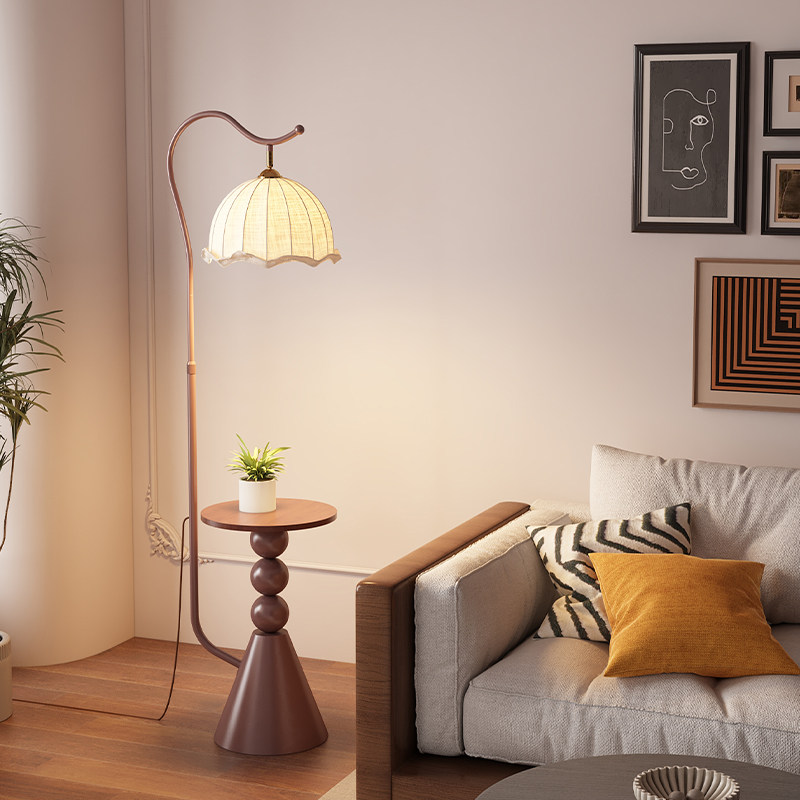 响庆法式落地灯客厅沙发旁卧室中古书房置物一体复古氛围立式台灯,家装灯饰光源,置物功能落地灯,淘宝优惠券,粉丝福利购,淘宝优惠卷