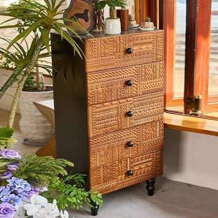 中古五斗柜卧室床尾收纳柜美式斗柜北欧复古边柜客厅储物柜大容量