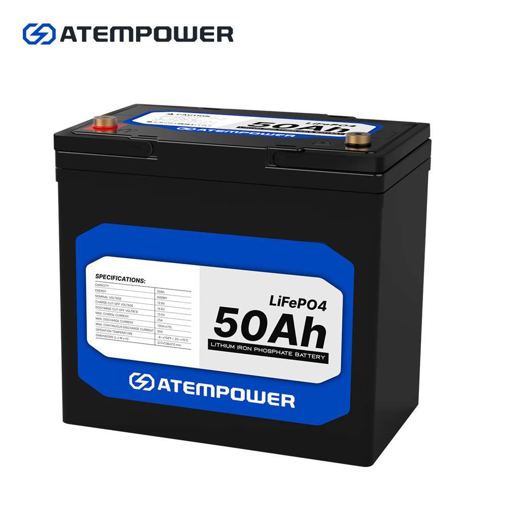 ATEM POWER户外房车船用电瓶蓄电池12V 50Ah磷酸铁锂电池