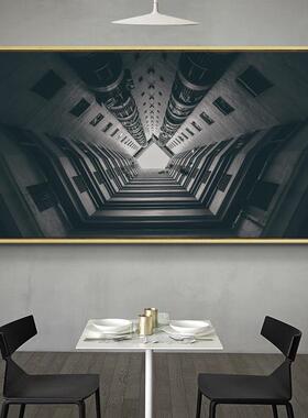 凝注视角 现代简约建筑装饰画大幅工业风办公室挂画横幅别墅壁画