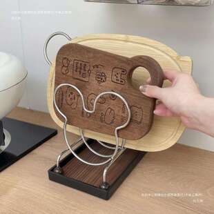 怡锅盖收纳架菜板架不锈钢沥水架案板砧板架陈列架实木置物厨房