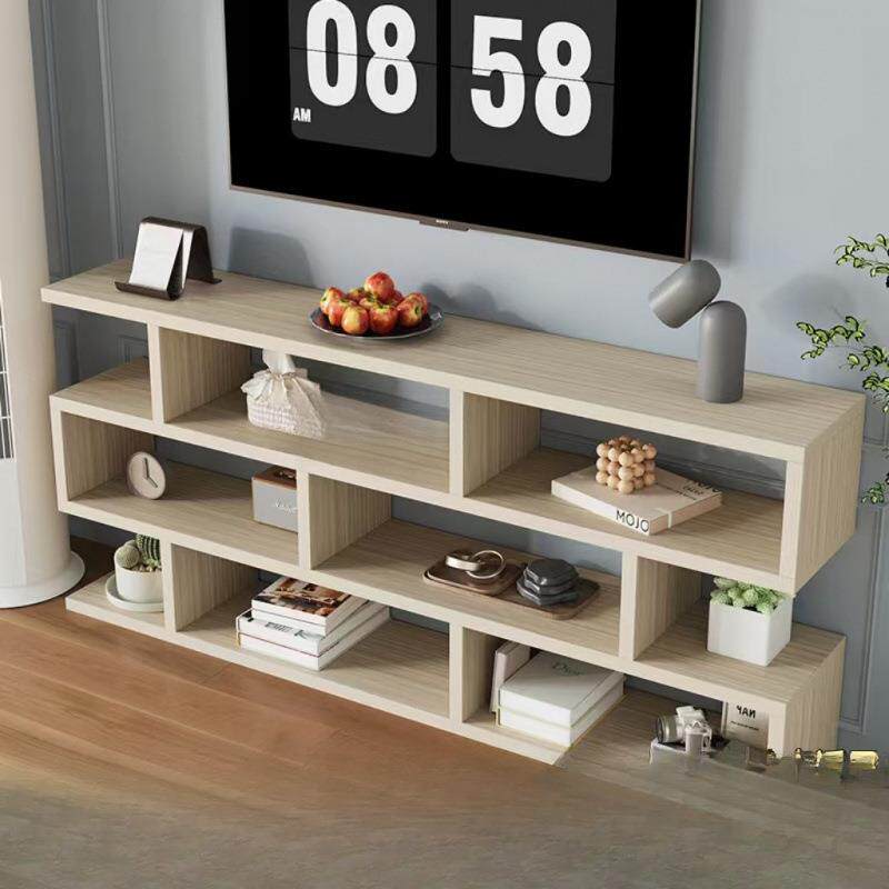 简约现代原木风卧室长条电视柜小户型办公桌面书架支撑收纳置物架