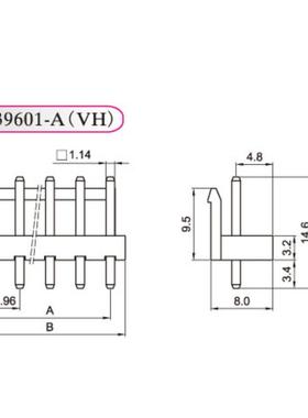 HXH红星接插件39601 VH3.96直针座VH-2A3A4A5A6A7A8A红黑黄绿蓝色