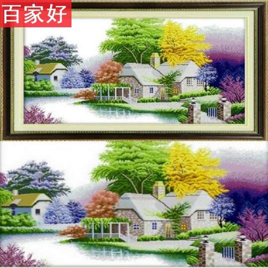 2025新款线绣十字绣满绣简单客厅风景梦幻家园山水画卧室简约现代