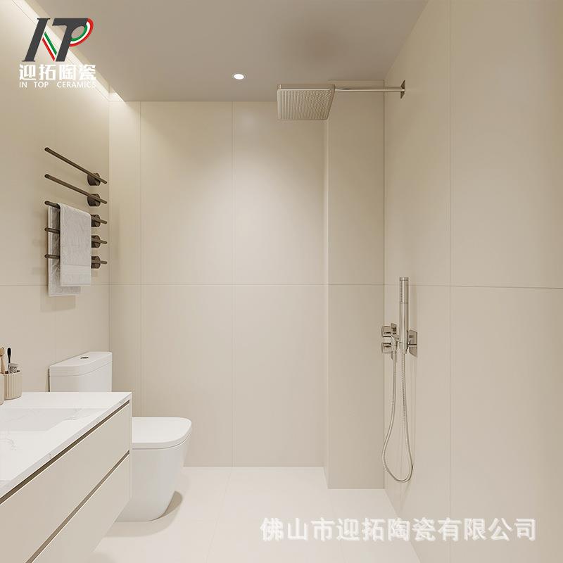 金丝绒8.0防污升级通体柔光素色奶油白奶白色瓷砖600X1200佛山砖