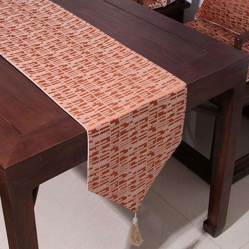 现代中式轻奢风茶几电视柜餐桌布艺家居玄关中国风桌旗