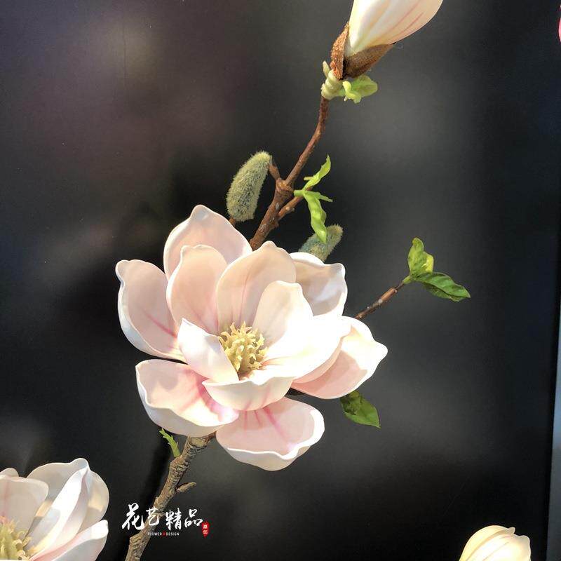 单只仿真玉兰花pu手感保湿软胶家居摆放装饰假花橱窗简约时尚绢花
