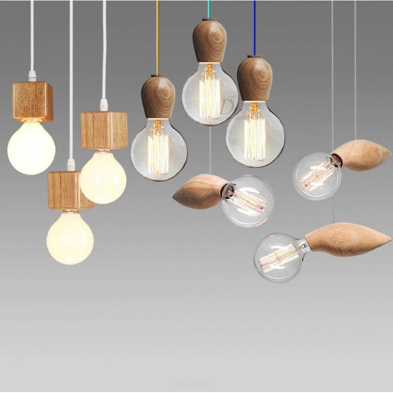 跨境设计师餐厅装饰木质珠子吊灯日式吧台复古实木单头灯原木艺术
