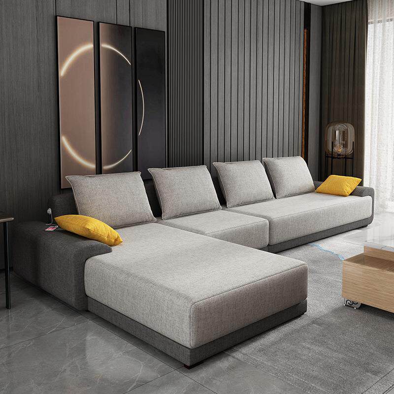 北欧科技布沙发简约现代可拆洗乳胶客厅转角贵妃L型棉麻布艺沙发