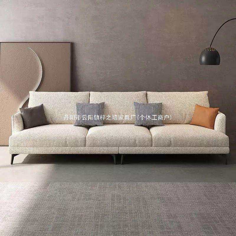 新款棉麻布艺沙发小户型现代简约客厅四人位直排防猫抓可拆洗沙发