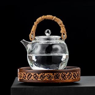 世器璃家煮茶壶养生煮茶器用小型桃木电陶炉玻围炉烧烧水壶水煮茶