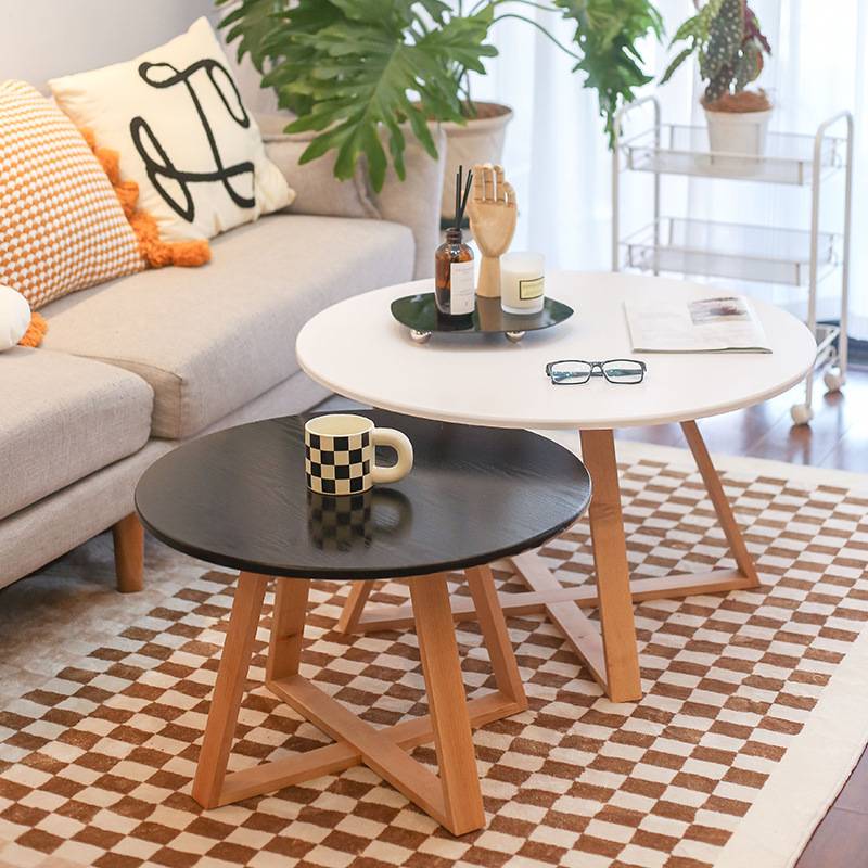 日式实木茶几小户型极简奶油阳台客厅家用具沙发边卧室飘窗圆极凯