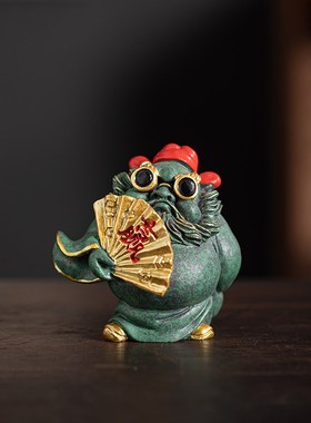 国潮招财钟馗赐福摆件创意天师一定赢个J性潮玩办公室桌面工位装